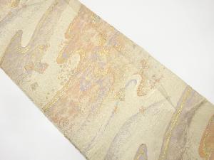 アンティーク　霞に色紙散らし模様織出し袋帯（材料）